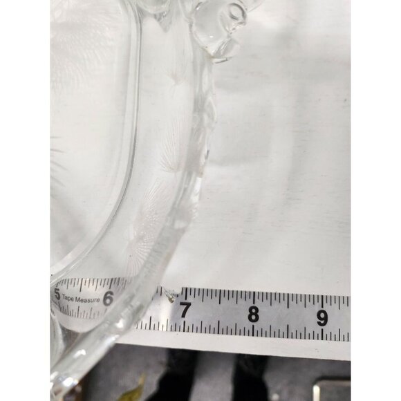 Vintage Fostoria Etched Crystal Three Part Relish Tray Appetizer Dish W/ Handles - Picture 9 of 10